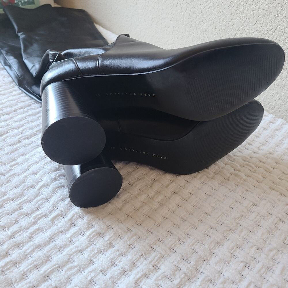ZARA Black Faux Leather Boots Women's Size EU 38 US Size 7.5 - Picture 6 of 10